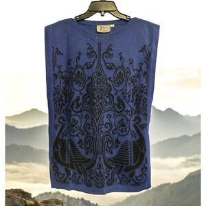 Vintage Joyce‎ Sportswear Sweater Vest Blue Purple Filigree Women’s S Hong Kong